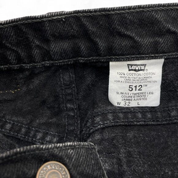 Levi's 512 Vintage Slim Fit Tapered Black Cotton Denim Jeans Men's W 31 x L 32 - Picture 7 of 14